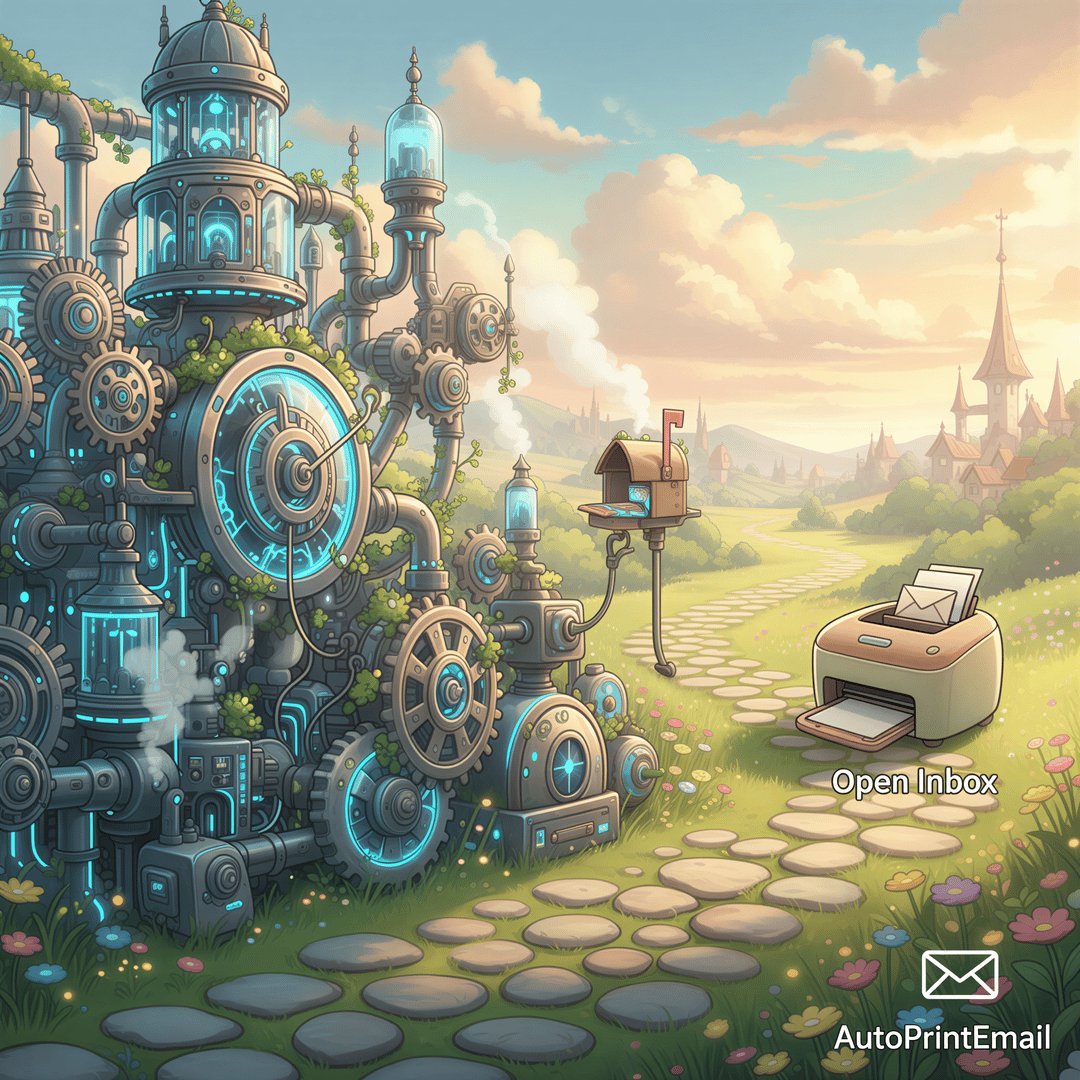 Visual metaphor showing a large, complex infrastructure blueprint diverging from a single, focused path leading to a perfectly printed document.