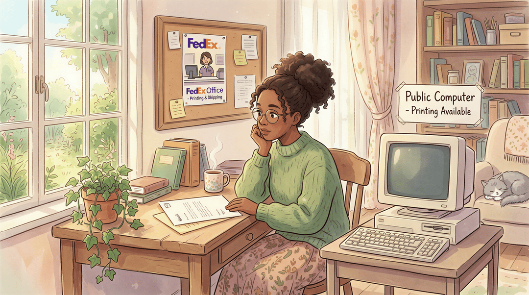 Overview of old ways to print an email including FedEx office, library, and public computers