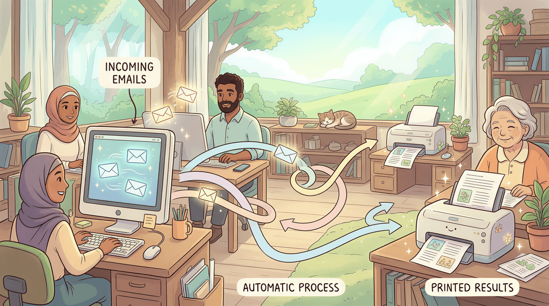 Illustration of why automations work with email-to-print flow