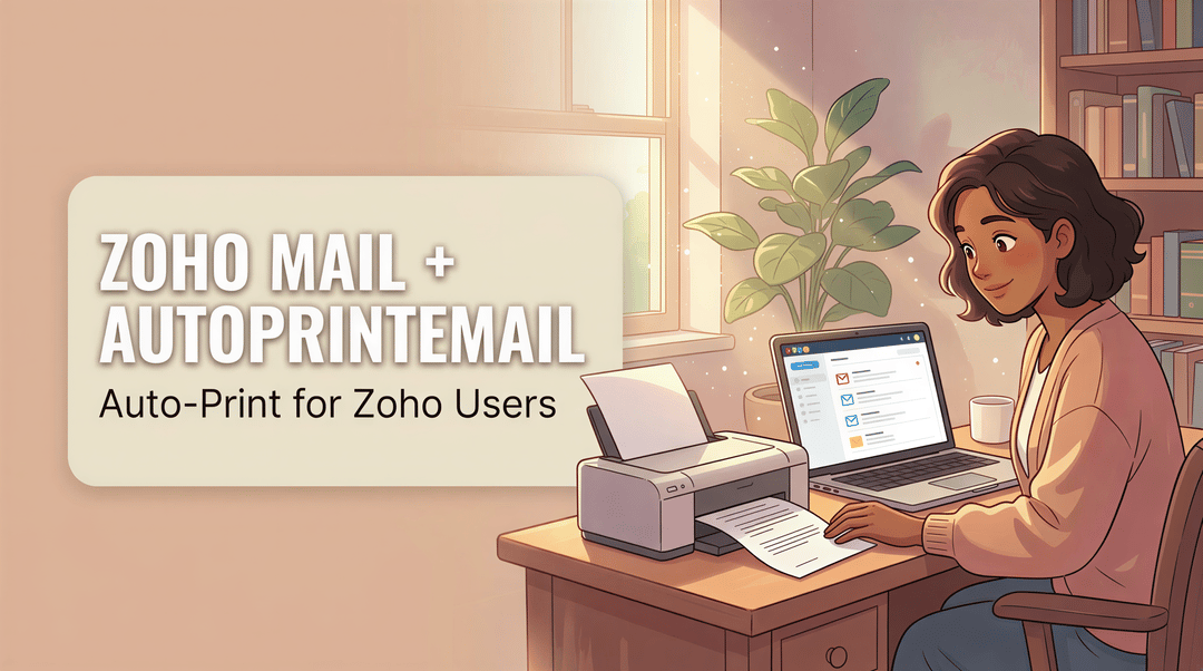 Studio Ghibli-inspired banner for Zoho Mail + AutoPrintEmail: Auto-Print for Zoho Users