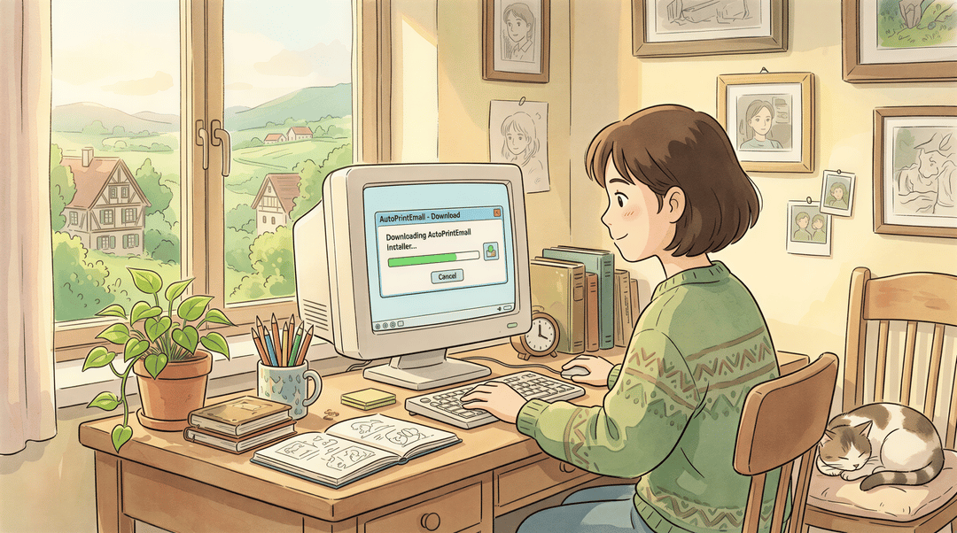 Step 1: Download AutoPrintEmail on a cozy desk